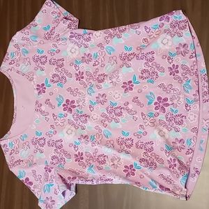 Karen Scott Purple Flowered Top Size M